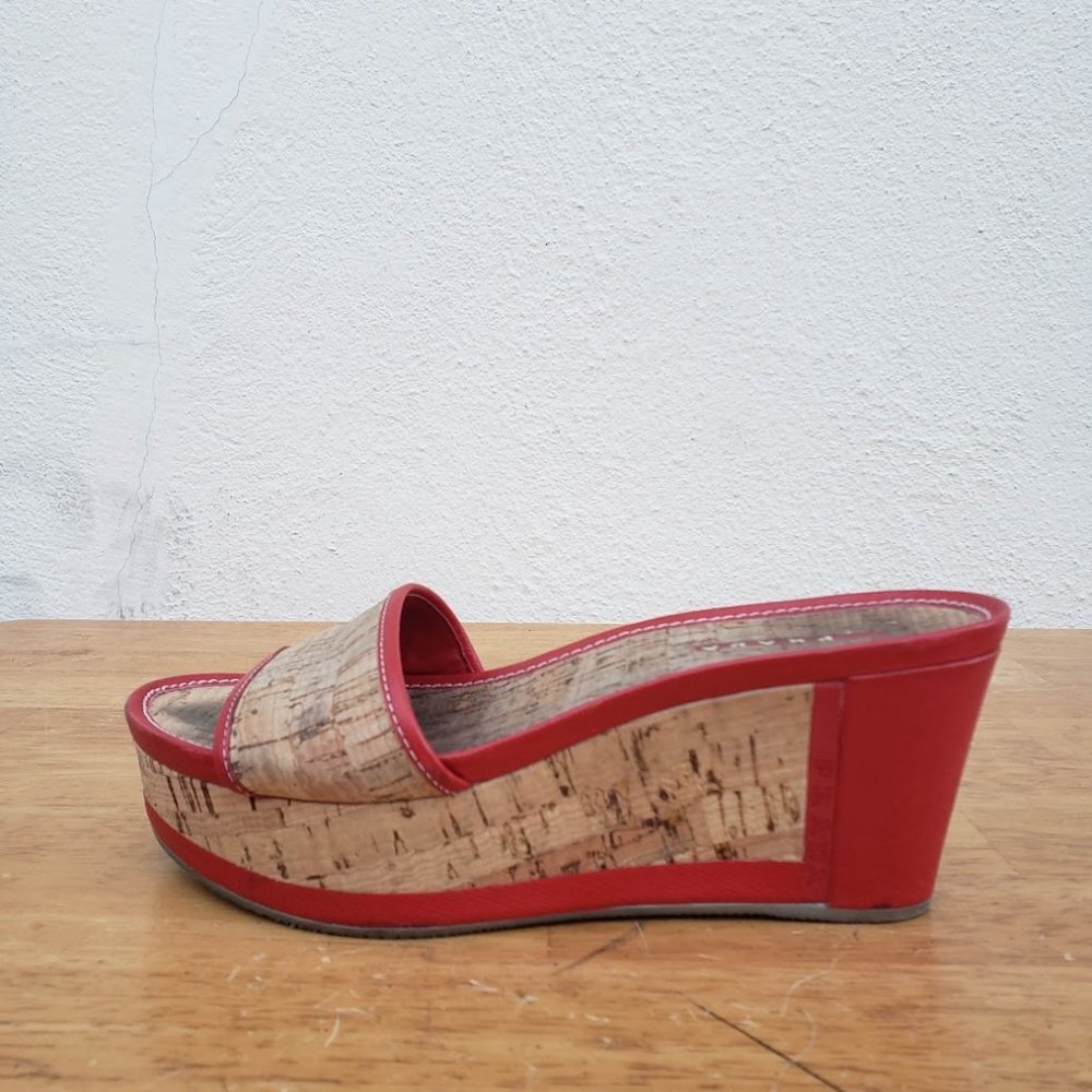 Prada Y2k Red And Cork Platform Slip On Sandals - image 6
